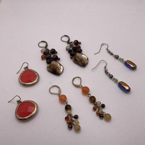 Lot Of 4 - Dangle Drop Costume Earrings Pierced  - Some Bead / Beaded  Mix